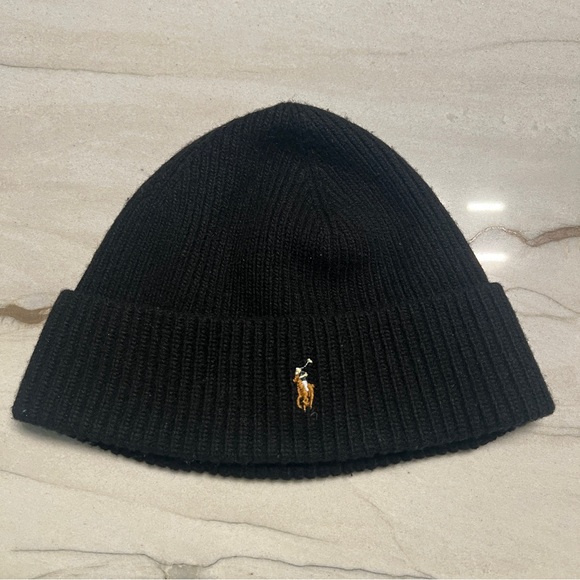 Polo Ralph Lauren Wool Blend Signature Cuff Black Beanie Men OS - Picture 1 of 3